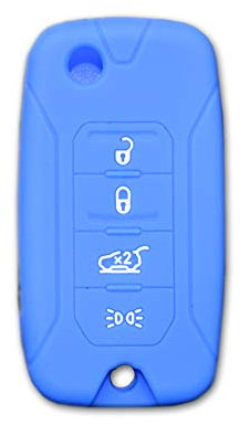 Cover Chiave Telecomando Compatibile con Jeep Renegade Cherokee Guscio In Silicone Blu Protezione