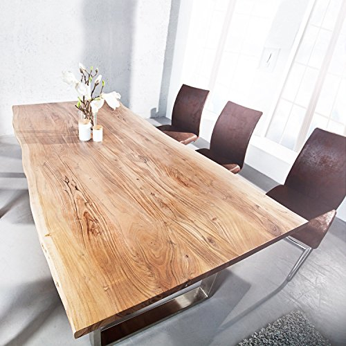 cagü Esstisch AMBA Natur aus Akazienholz massiv 180cm x 90cm & 35mm Tischplatte