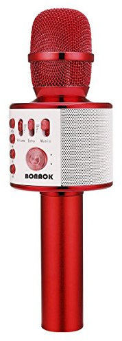 BONAOK Wireless Bluetooth Karaoke Mikrofon Kinder,Tragbares 3 in 1 Karaoke Mikrofon Bluetooth Karaoke, Home Party Ktv Microphone Lautsprecher für iPhone/Android Smartphone (Rot)