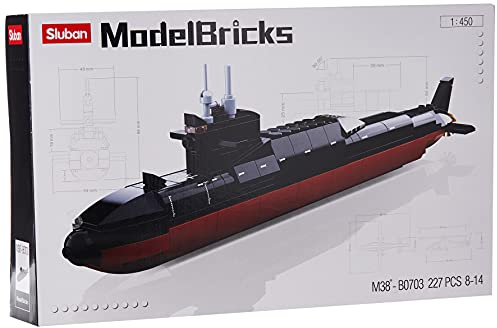 SLUBAN Klemmbausteine M38-B0703 Model Bricks Modellfahrzeuge Strategisches U-Boot, Spiel- und Bauset mit 227 Teilen, für Kinder ab 8 Jahren