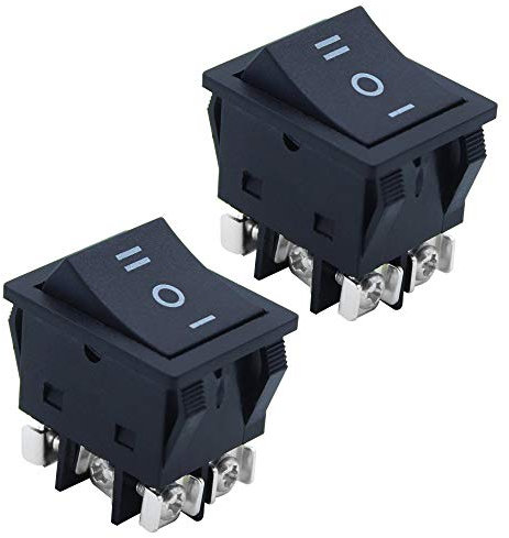 KingYH 2 Pezzi Interruttore a Bilanciere ON-OFF-ON 3 Posizioni 25 A 250 V Interruttore a Levetta per Auto Barca Elettrodomestici-Nero