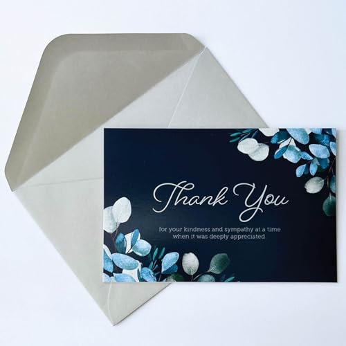 CARDAMONOLY Funeral Sympathy Cards with Envelopes - Condolences Card with Funeral Flowers for Celebration of Life, Memorial Books, Bereavement, Acknowledgement - 6 x 4 - Pack of 25