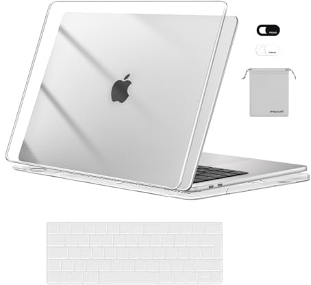 MOSISO Kompatibel mit MacBook Pro 13 Zoll Hülle 2026-2016 M2 M1 A2338 A2289 | A2251 A2159 A1989 A1706 A1708, Hartschale für MacBook Pro 13 Hülle&Tastaturschutz&Webcam Abdeckung&Beutel, Transparent