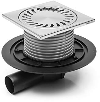 VONLIS DN50 - Scarico da bagno per doccia e balcone, per terrazzo, sifone interno esterno in acciaio inox rettangolare flangia in plastica