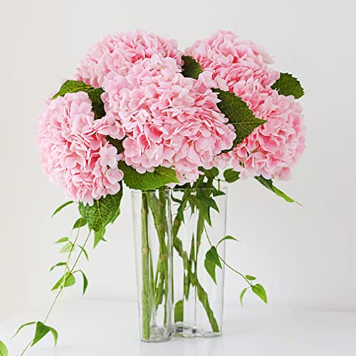 DUYONE 3PCS 56 cm Realistische künstliche Hortensie Große Real Touch Blumen Künstliche Blumen Trockene Blumen Hochzeit Weihnachten Büro Familie Party Wohnzimmer Tischdekoration (Rosa)
