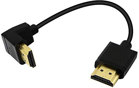 PNGKNYOCN 15cm HDMI Stecker auf Stecker kurzes Kabel 90 Grad Rechtwinklig nach oben biegen HDMI 2.0 Adapter kabel unterstützt 4K @ 60 Hz, für Raspberry Pi, Tablet, Kamera usw. (Black up)
