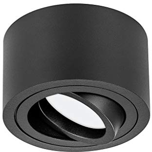 TEVEA Premium Deckenleuchte Aufbauspot Flach | Led Modul IP44 230V 7W 3 Step Dimmbar austauschbar | Deckenspot auch fürs Bad (Matt Schwarz - Warmweiss)
