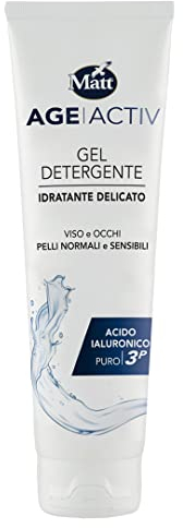Matt Divisione Cosmetica - AGEACTIV Gel Detergente con Acido Ialuronico 3P, Azione Detergente Profonda, Per una Pelle Pulita e Idratata - Formato 150 ml