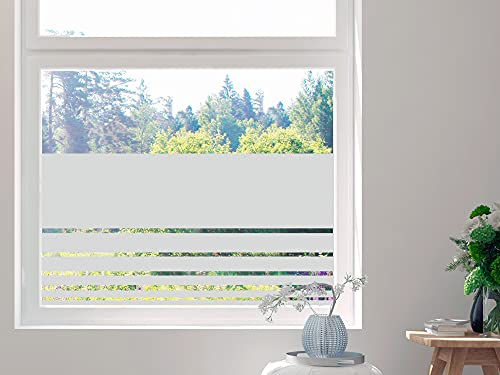 GRAZDesign Sichtschutzfolie Streifen Schmal und Breit, Fensterfolie Blickdicht, Sichtschutz, Glasdekorfolie lichtdurchlässig - 200x57cm / Silbergrau
