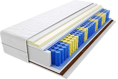 Godre Matratze 140x200 cm Doppelmatratze, H3 & H5 Federkernmatratze, Taschenfederkernmatratze 20 cm Hoch Kokosfaser Visco Memory Hypoallergene, HR-Schaum, Wendematratze mit Klimafaser Havana
