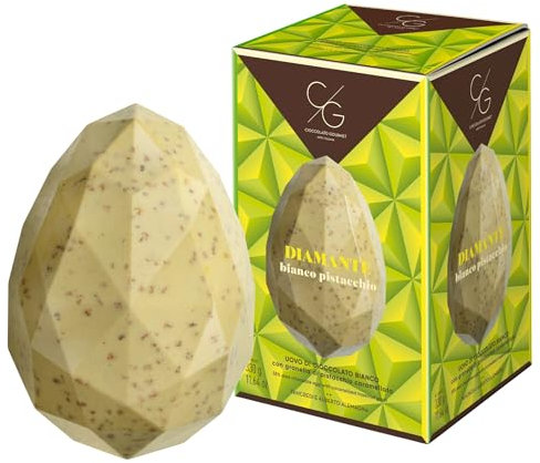 Uovo Diamante di Pasqua al Cioccolato bianco con Pistacchio caramellato - Cioccolato Gourmet
