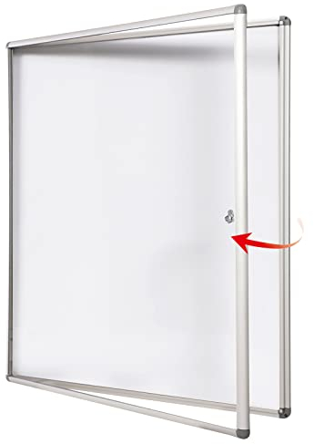Swansea Tableau d'Affichage Magnétique Verrouillable 12xA4, Vitrine Affichage avec un Cadre en Aluminium et Porte en Verre Acrylique, Tableau Affichage Mural 98 x 98 cm
