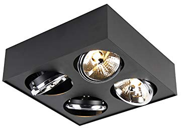 QAZQA - Modern Design-Spot I Spotlight I Deckenspot I Deckenstrahler I Strahler I Lampe I Leuchte schwarz quadratisch 4-flammig Spotbalken-flammig - Kaya I Wohnzimmer I Schlafzimmer - Aluminium Rechte