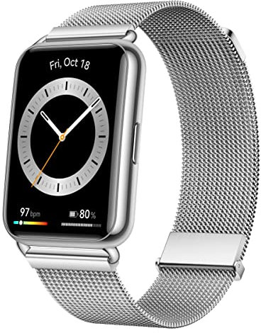 HUAWEI Montre connectée Watch Fit 2 Elegant Bracelet milanais Argent