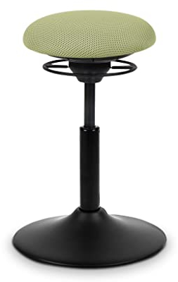 BALIMO Classic - Sitztrainer - Bewegungshocker - ergonomischer Hocker mit frei beweglicher Sitzfläche - Rücken-Trainer - Bürohocker - Standfuß Schwarz (Gestell Schwarz - Sitzbezug Grün)