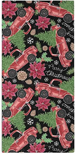 DJNGN Weiche Handtücher mit Weihnachts-Truck und Kiefernbäumen, Schwarze Tafel, saugfähiges Gesichtshandtuch, tive Handtücher für Badezimmer, Hotel, Fitnessstudio, Spa, Yoga, 80 x 41 cm