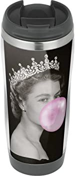 Mugs Queen Elizabeth Artwork Bubblegum - Travel, Thermal Insulated Cup for Hot and Cold Beverages Drinks