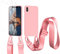 vrupin Coque Compatible avec iphone XR+[2 pcs Protecteur d'écran],Étui en Silicone Liquide, avec Sangle réglable, Collier et Cordon de Serrage—Rose foncé