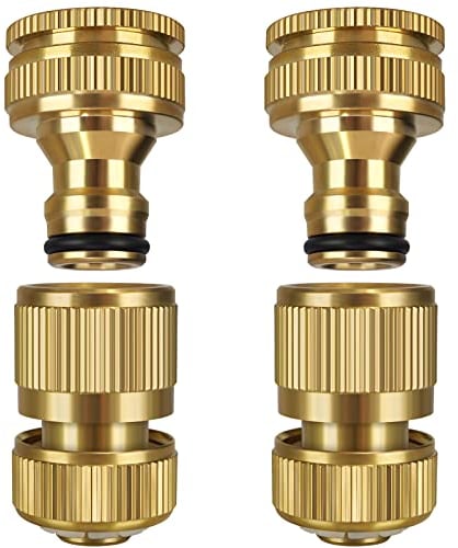 iBamso Connettore per tubo da giardino, raccordi per tubi da giardino a connessione rapida da 1/2 pollici, adattatore per rubinetto facile da collegare (4 pezzi)