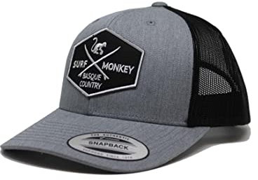 SURF MONKEY Trucker-Kappe 6P, gebogenes Visier, verstellbare Snapback-Kappe, niedriges Profil, Blau/Schwarz, One size