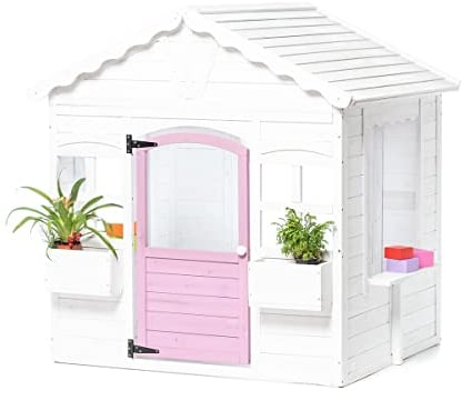 ATAA Casa Infantil de Madera Princess - Blanco- casita de Juego de Madera sostenible para niños y niñas para Exterior, jardín o Patio, con Puerta y Ventana