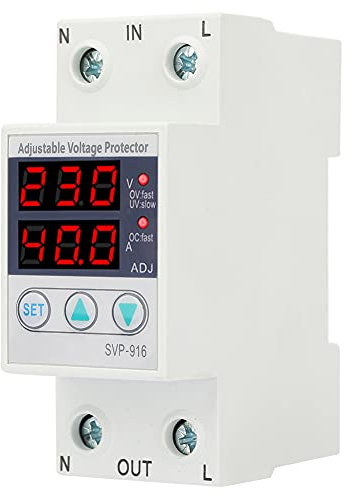 Protector de Voltaje Monofásico Inteligente, AC 230V 40A Ajustable Sobrevoltaje Bajo Voltaje Protector de Corriente para Electrodomésticos