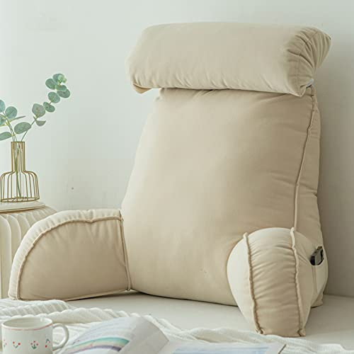 COYEUX Rückenkissen,Lesekissen Für Bett/Sofa,Buchkissen für Bett,Lesehilfe mit Nackenrolle UndArmlehnen,Perfekt für Lesen Entspannen Arbeiten Fernsehen,75×40×58cm (mit Kopfstütze)