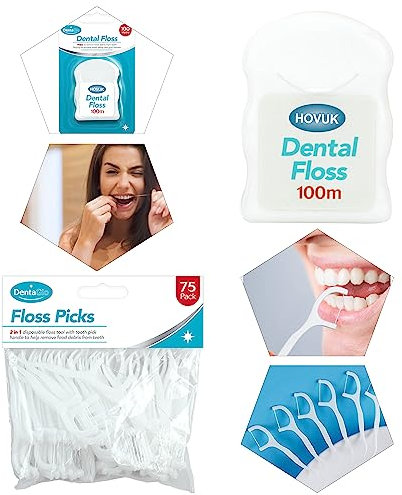 Zahnseide-Picks, hohe Robustheit, professionelle Zahnstocher-Sticks (75 Stück) mit 100 m Zahnseide, perfekt für Familie, Hotel, Reisen