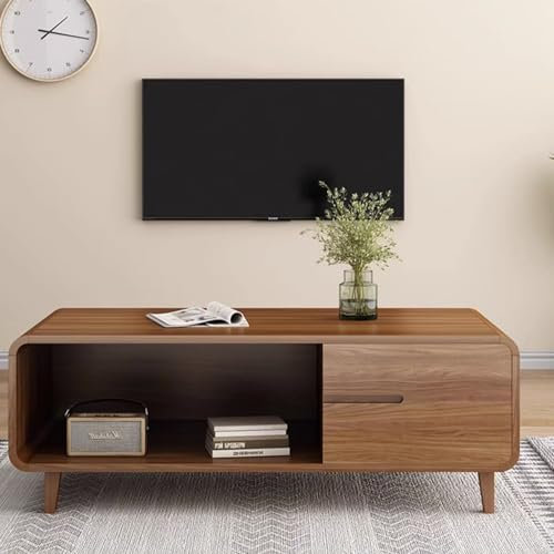 tv cabinetoak tv unitCabinetfor TV, 2 Tier Ladder TV Cabinet, 2 Doors, Adjustable Shelf & Metal table legs, Anti-scratch & Waterproof Desktop 0.8m walnutcolor