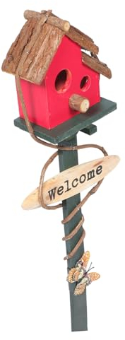 ABOOFAN außenvoliere Vogelhaus auf Ständer Pfahl für Vogelhäuschen Vintage-Schilder Rasendekoration im Freien Graspfahl Pfahldekor hölzern Schild Stock