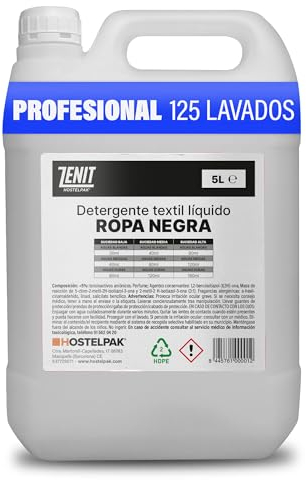 Hostelpak | 5L - Detergente líquido Ropa Negra, Lavandería profesional, Detergente ropa clásico, Detergente para el lavado de ropa