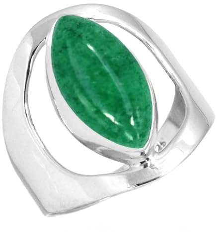 Jeweloporium Grüner Kiwiquarz Silberring Größe 59 (18,8), 925 Sterling Silber Ring für Damen, Natürlicher Marquise Edelstein Boho Schmuck