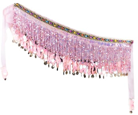Pailletten Rock Damen Bauchtanz Hüfttuch, Bauchtanzrock mit Pailletten für Damen, Glitzer Rock Damen für Halloween Karneval QuastenRock,Glitzerrock Bauchtanz Kostüm Damen