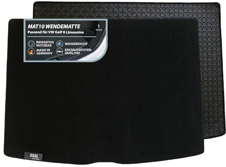 MAT10 Dual Function – Beidseitig nutzbare Kofferraummatte | Passend für VW Golf 8 Limousine (Typ CD) ab BJ 01/2020 | Pflegeleichte & wasserdichte Kofferraum Schutzmatte für das Auto| Made in Germany