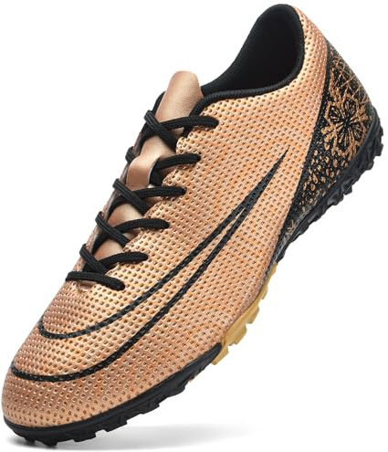 NUTTOPL Scarpe da Calcio Professionale All'aperto Scarpe da Calcetto Adulto Training Low-Top Scarpe da Calcetto Bambini Teenager Scarpe da Calcetto Unisex Oro 45 EU