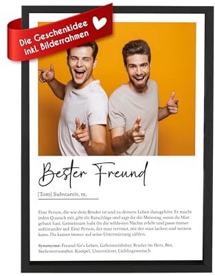 Wackadoo Bilderrahmen Personalisiertes Poster Bester Freund, Poster mit Foto und Text, Bilderrahmen und Glasscheibe, fotogeschenk personalisiert, personalisiertes geschenk