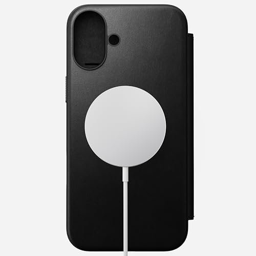 NOMAD Moderne Leder-Folie, iPhone 16, schwarzes Leder