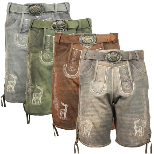 MS-Trachten Kinder Trachten Lederhose Thilo Braun Creme Antik (152)