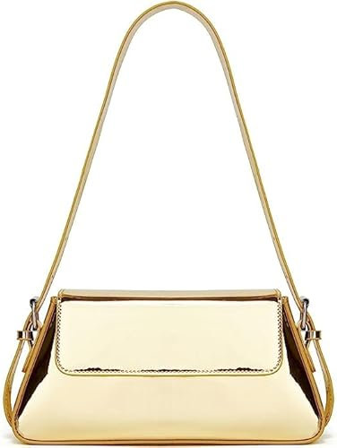 CorkAllin Abendtasche, Y2k, glänzend, silberfarben, glitzernd, Hobo-Geldbörse, Umhängetasche, metallisch, Handtasche, Clutch, Schultertasche 2024, gold, 28cm