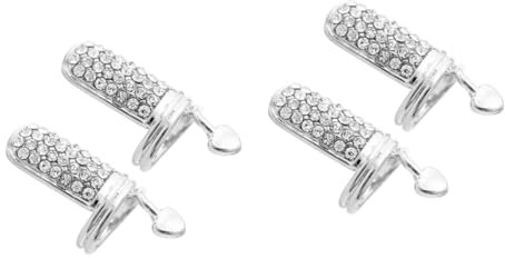 FRCOLOR 4pcs Sparkling Nail Ring for Women Women Ring Silver Nails Accessories Art