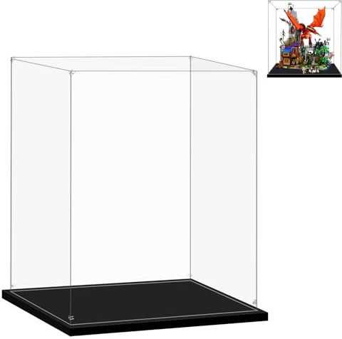 LILIKAKA Acryl-Vitrine für Lego 21348 Dungeons & Dragons: Red Dragon's Tale oder 76209 Thor's Hammer, 40 x 35 x 50 cm, staubdichter Schutz, transparente Vitrine