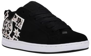 DC Shoes Court Graffik Damen Sneaker, Black White Print, 38 EU