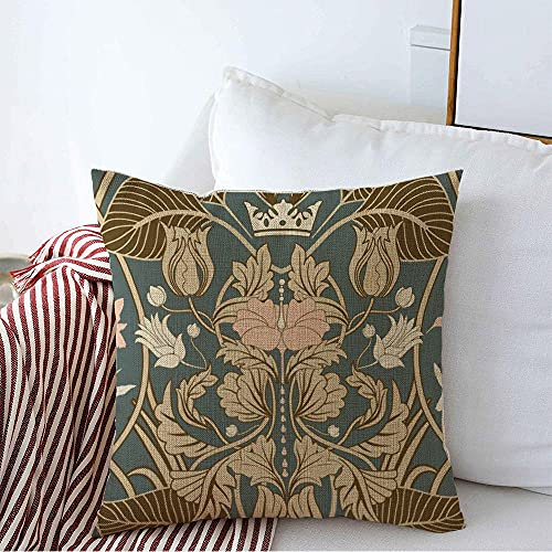 Kissenbezüge 45x45cm, Jugendstil Blume Vintage Retro Pflanzen Abstrakte Schöne Muster Blühenden Zweig Klassischen Bett Kissenbezüge Waschbar Garten Umarmung Kissenbezüge