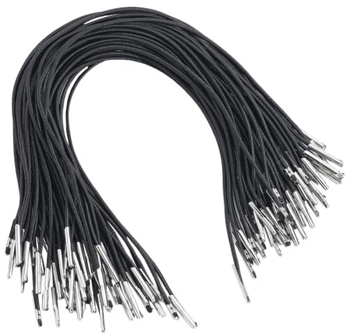 GORGECRAFT 100pz 25cm di Lunghezza Nero Cordoncino Elastico Spinato Fascia Elastica con estremità in Metallo Chiusura A Cordoncino Rotondo per Cappello Sottogola per Cappello da Festa Elastico Menu
