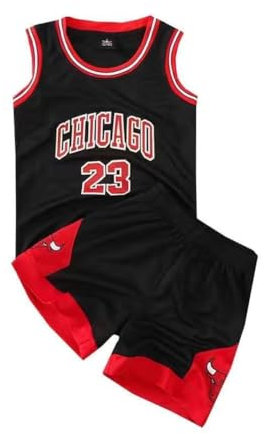 FASIOHDIO Basketball Trikot Kinder 2 Stücke,Basketball Kinder Trikot and Shorts, Jungen Trikot Basketball Kinder,Basketball Trikot Set für 4-14 Kinder,Basketball Trikot Kinder (Black, 8-10 years/l)