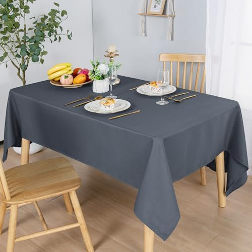 Hiasan Jacquard Tischdecke Outdoor wetterfest - Abwaschbar Tischwäsche Abwischbare Wasserdicht Tischdecke Outdoor Tischtuch für Esszimmer Garten Party Hochzeiten oder Haushalt, 140x200cm Grau