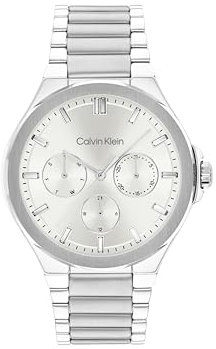 Calvin Klein Multi Zifferblatt Quarz Uhr für Damen Kollektion Vibrancy mit Silbernes Edelstahlarmband - 25100054