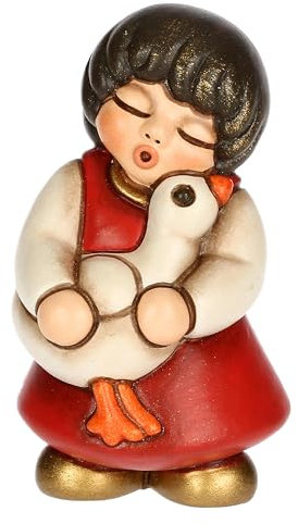 THUN, Bimba con Oca in Ceramica di Alta Qualità, Collezione Presepe Classico, Statuine per Presepe di Natale da Collezione, 3,6 x 3,6 x 6,2 cm