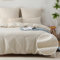 SOULFUL Housse de Couette 200x200 Coton Rayures, Certifié Oeko-TEX, Beige Parure de Housse de Couette avec Fermeture Éclair, Parure de Lit 2 Personnes 200x200 Coton avec 2 Taie d'oreiller 65x65 cm
