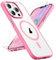 ORETECH Magnetic Clear for iPhone 13 Pro Max Case, [Compatible with Magsafe] [2 x Glass Screen Protector] [Not Yellowing] Ultra Slim Thin Shockproof iPhone 13 Pro Max Phone Case Cover 6.7- Light Pink